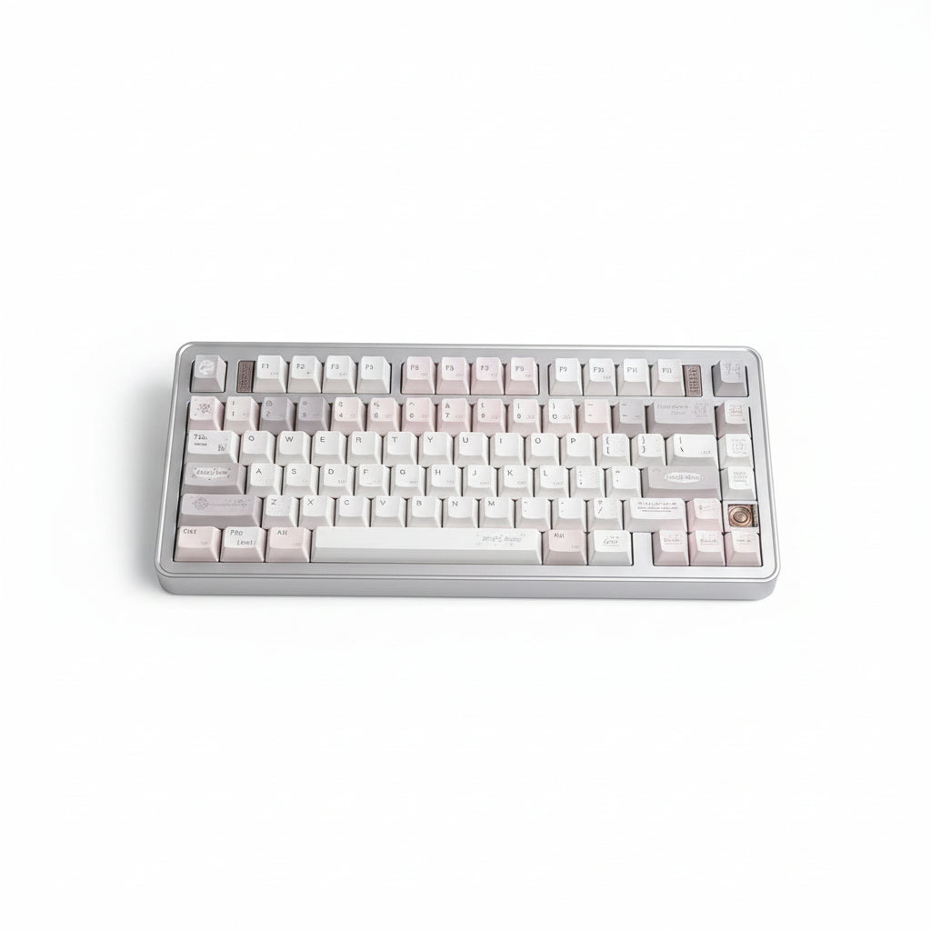 Elanmo Minimalist Design Mechanical Keyboard, Simple Cute Design (Compact Size) (White & Pink)
