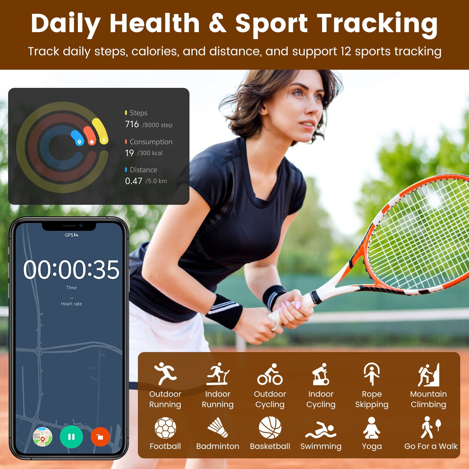 Elnamo Smart Ring, Health/Fitness/Sleep/Stress/HRV Tracker With Magnetic Charging Case, Compatible With IOS & Android (For Women & Men) (7-Day Battery) (Gold & White)
