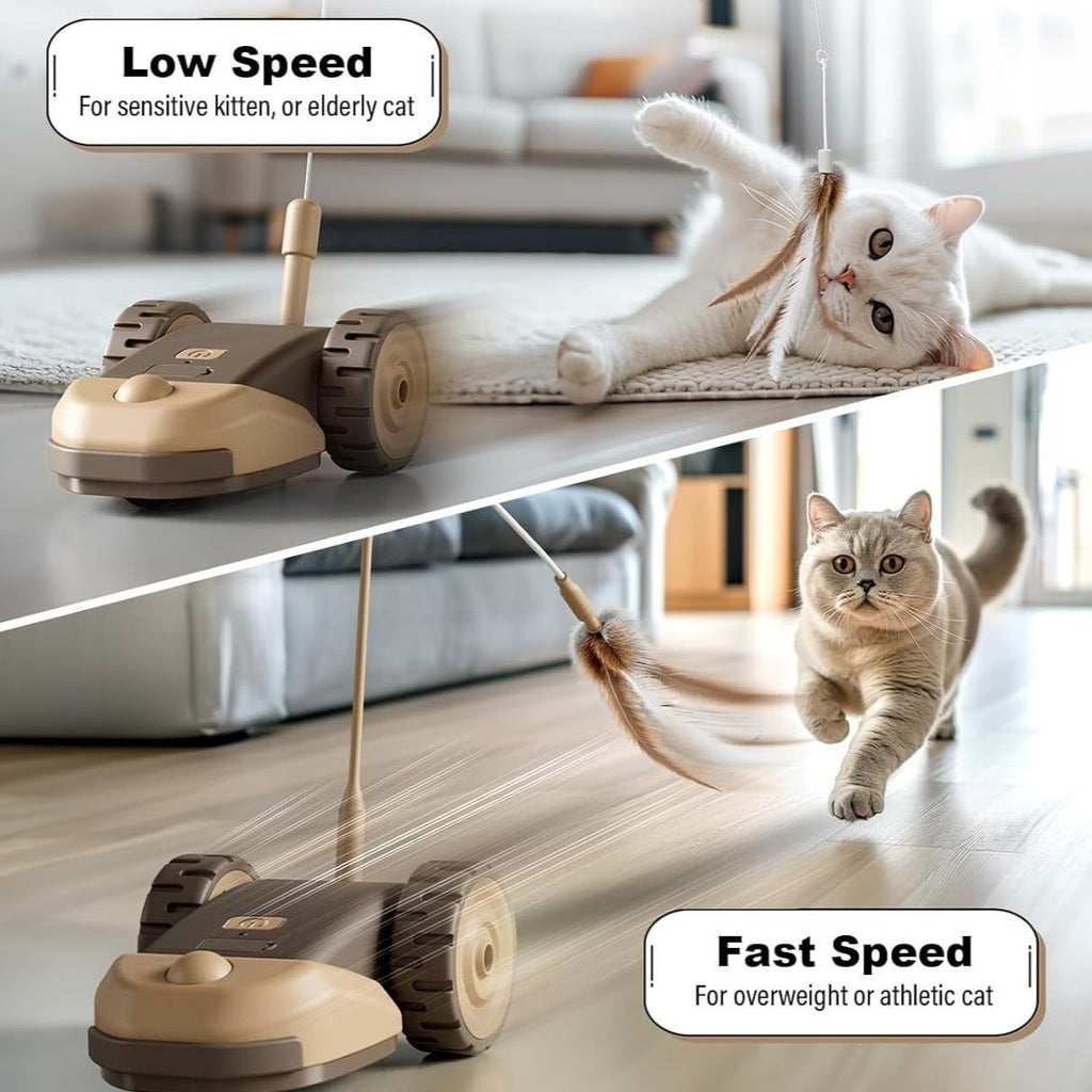 Elanmo Smart Remote-Controlled Toy Car With Feather Bait Attachment (Toy For Cats)