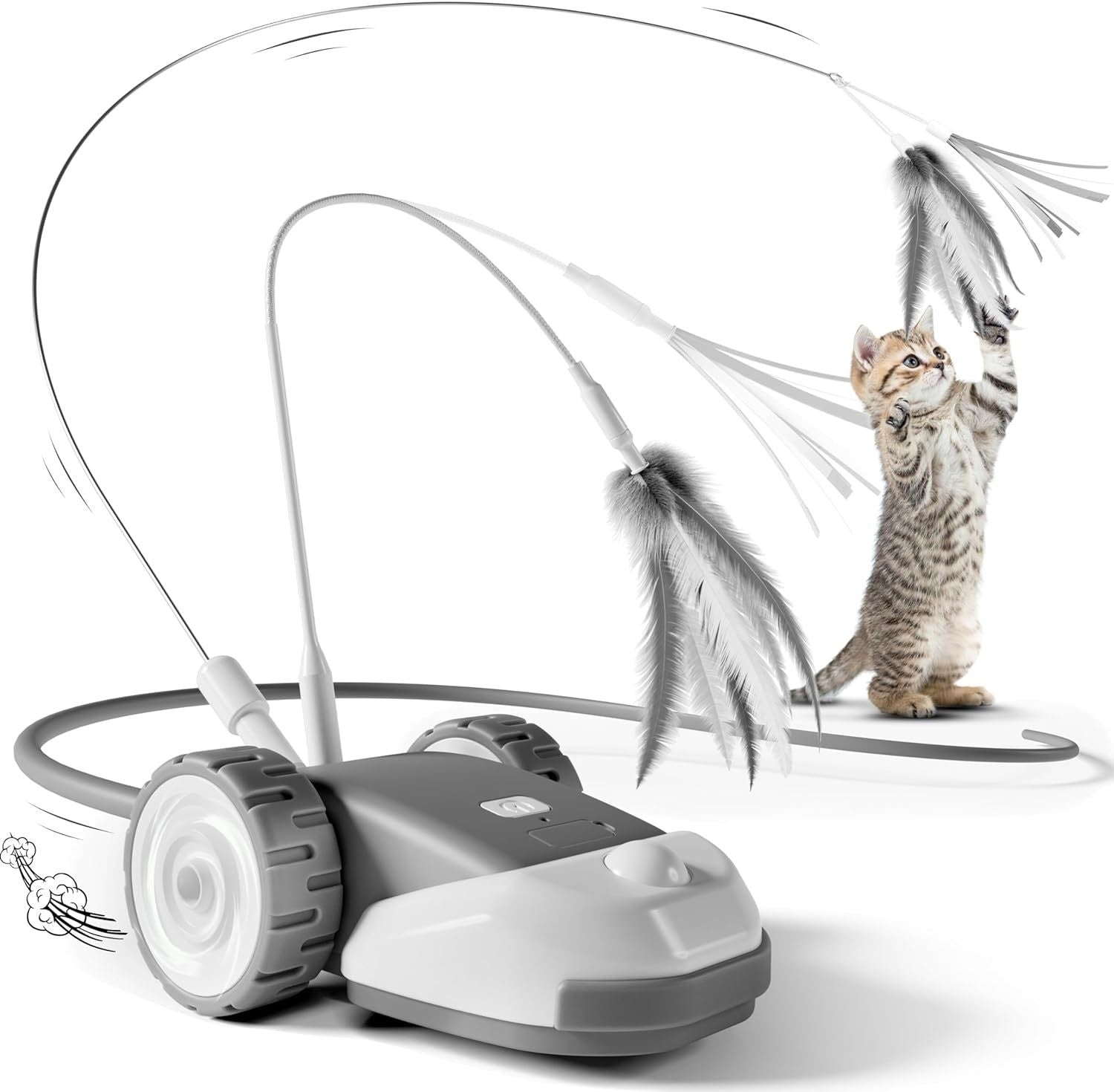 Elanmo Smart Remote-Controlled Toy Car With Feather Bait Attachment (Toy For Cats)
