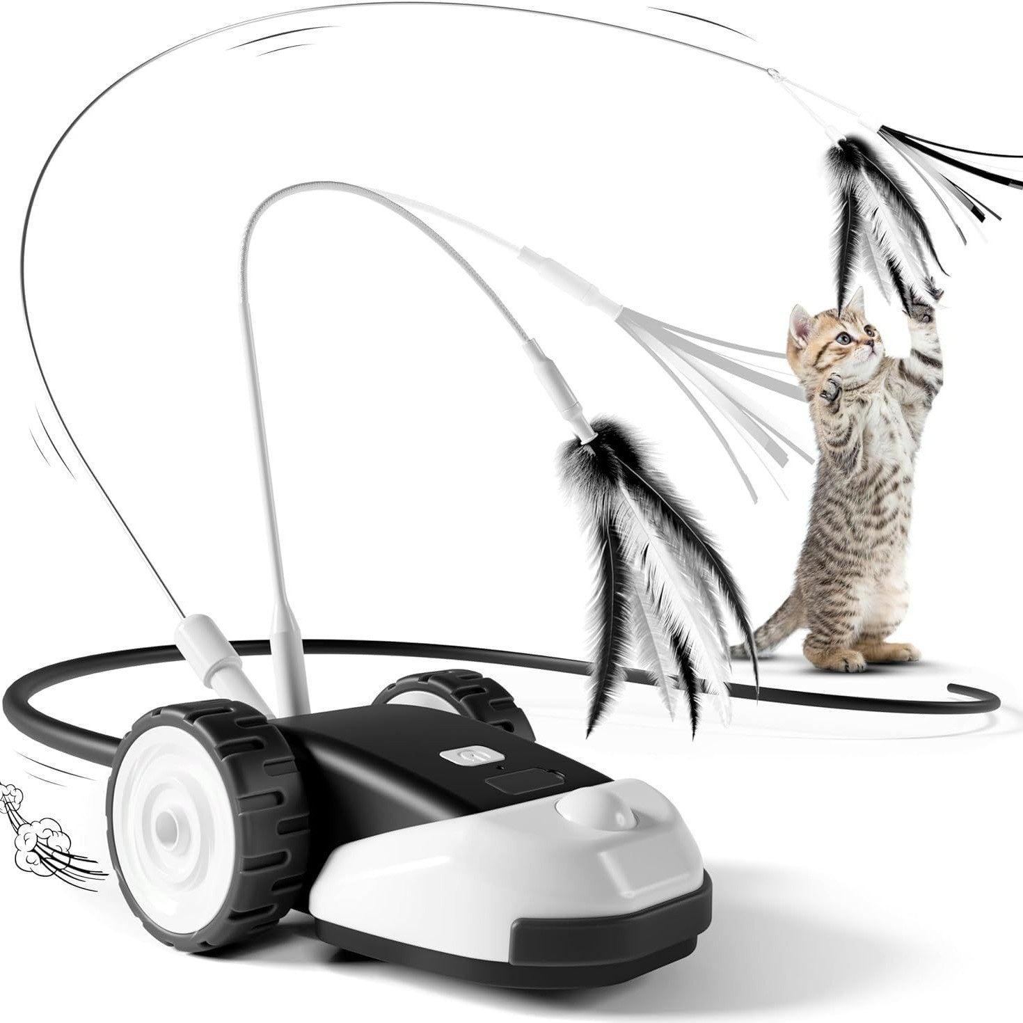Elanmo Smart Remote-Controlled Toy Car With Feather Bait Attachment (Toy For Cats)