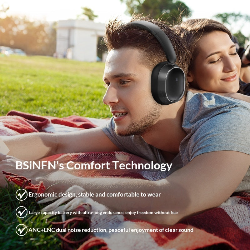 Elanmo Elegant Wireless Bluetooth Headphones With -30DB ANC, Premium Ultra Comfortable Design For Long-Wearing Sessions, Pain-Free Esports (Black)