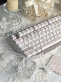 Elanmo Minimalist Design Mechanical Keyboard, Simple Cute Design (Compact Size) (White & Pink)